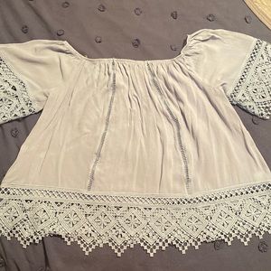 Baby Blue Shoulder Crop Blouse